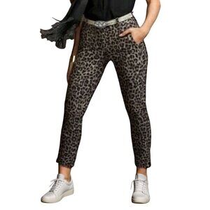 CAbi Womens Pants Size 10 Leopard Print Slim Fit Ankle Career Casual Excellent